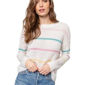 Rails Percy Sorbet Pastel Striped Cropped Crewneck Sweater - S